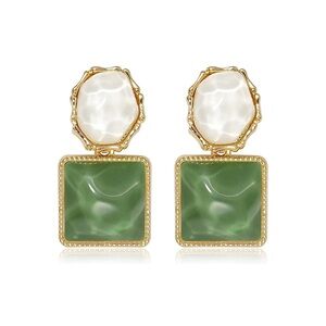 New! Anthropologie Petite Moments Gold Gemstone Drop Earrings (2012) NWOT